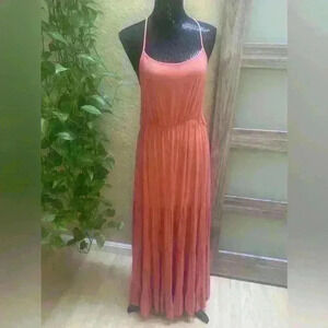 UmGee Boho Rust Color Tiered Maxi Dress Size L